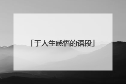 于人生感悟的语段