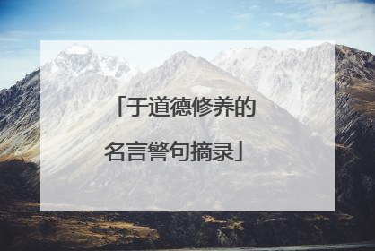 于道德修养的名言警句摘录