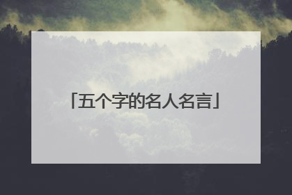 五个字的名人名言
