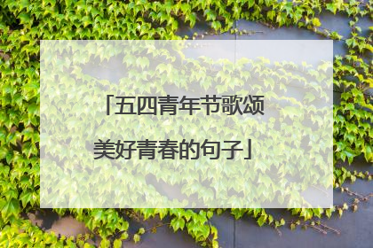 五四青年节歌颂美好青春的句子
