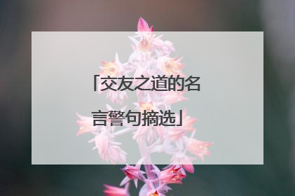 交友之道的名言警句摘选