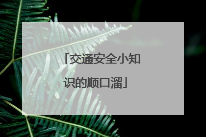 交通安全小知识的顺口溜