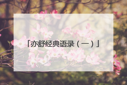 亦舒经典语录(一)