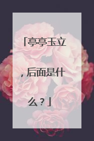 亭亭玉立，后面是什么？