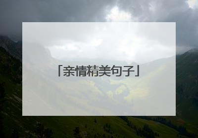 亲情精美句子