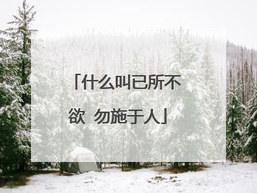 什么叫已所不欲 勿施于人