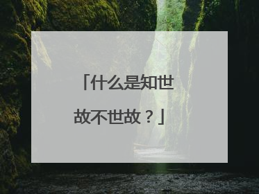 什么是知世故不世故？