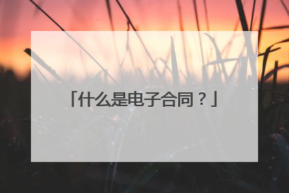 什么是电子合同？