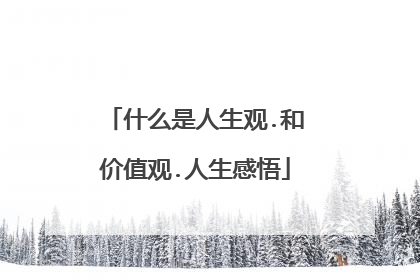 什么是人生观.和价值观.人生感悟