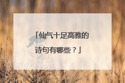 仙气十足高雅的诗句有哪些？