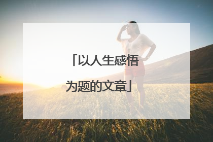 以人生感悟为题的文章