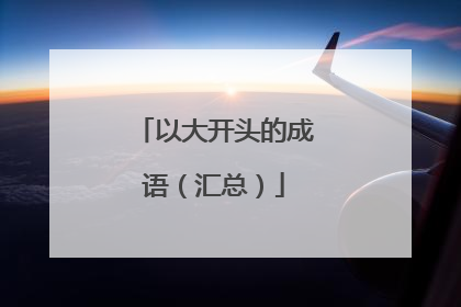 以大开头的成语(汇总)
