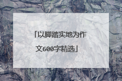以脚踏实地为作文600字精选