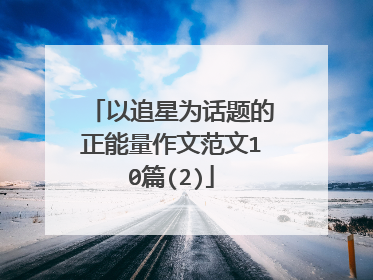以追星为话题的正能量作文范文10篇(2)