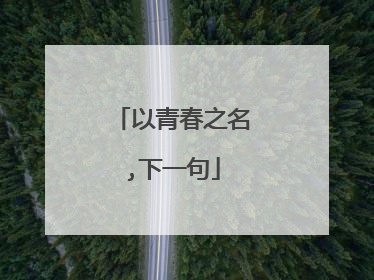 以青春之名,下一句