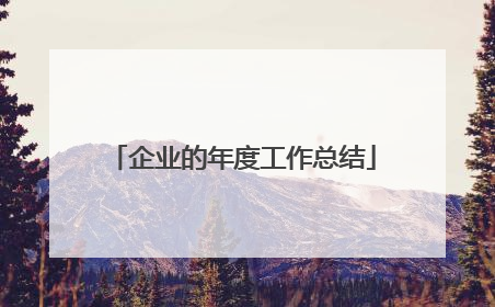 企业的年度工作总结
