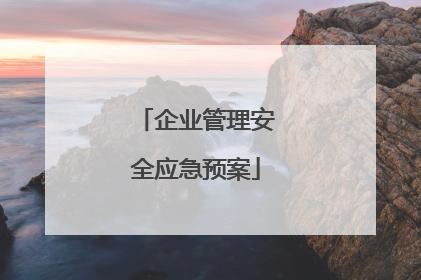 企业管理安全应急预案