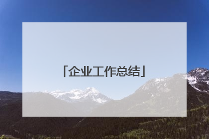 企业工作总结