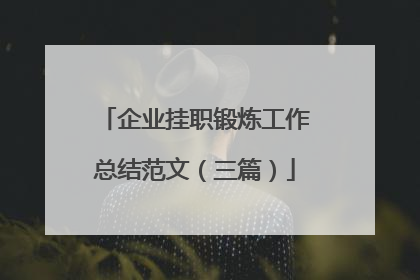 企业挂职锻炼工作总结范文（三篇）