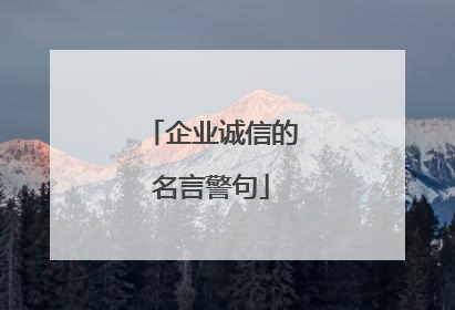 企业诚信的名言警句