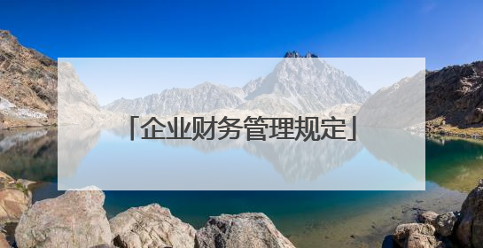 企业财务管理规定