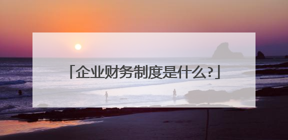企业财务制度是什么?