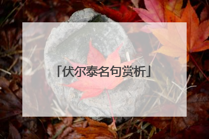 伏尔泰名句赏析