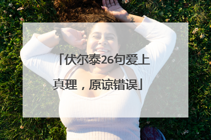 伏尔泰26句爱上真理,原谅错误