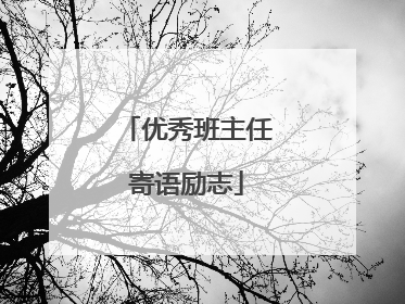 优秀班主任寄语励志