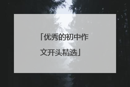 优秀的初中作文开头精选