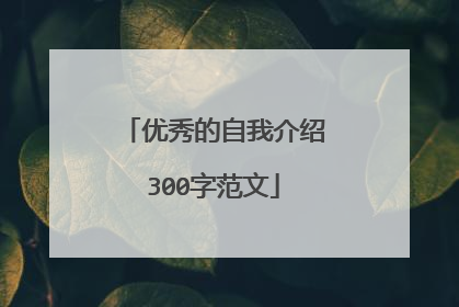 优秀的自我介绍300字范文