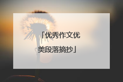 优秀作文优美段落摘抄