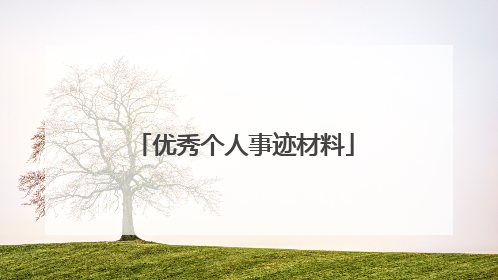 优秀个人事迹材料