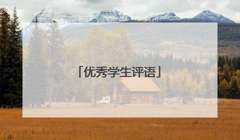 优秀学生评语