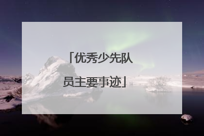 优秀少先队员主要事迹