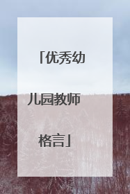 优秀幼儿园教师格言