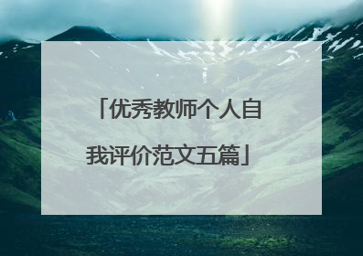 优秀教师个人自我评价范文五篇