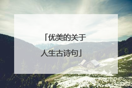 优美的关于人生古诗句
