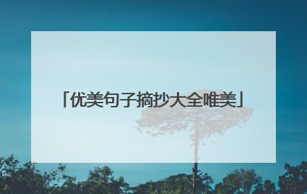 优美句子摘抄大全唯美
