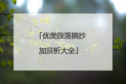 优美段落摘抄加赏析大全