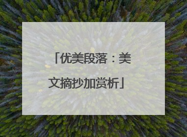 优美段落：美文摘抄加赏析