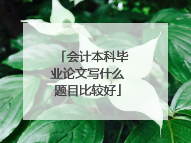 会计本科毕业论文写什么题目比较好