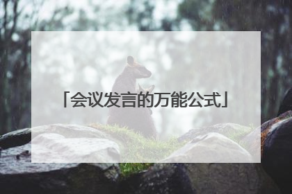 会议发言的万能公式