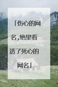 伤心的网名,绝望看透了死心的网名