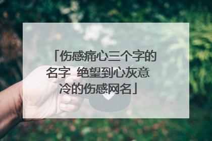 伤感痛心三个字的名字 绝望到心灰意冷的伤感网名