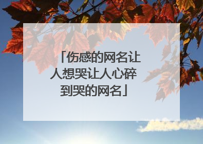 伤感的网名让人想哭让人心碎到哭的网名
