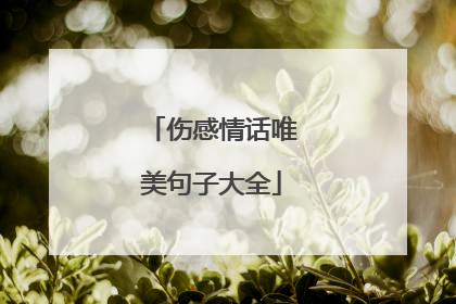 伤感情话唯美句子大全