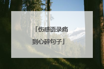 伤感语录痛到心碎句子