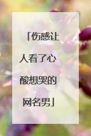 伤感让人看了心酸想哭的网名男