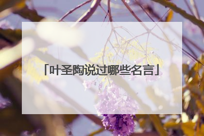 叶圣陶说过哪些名言